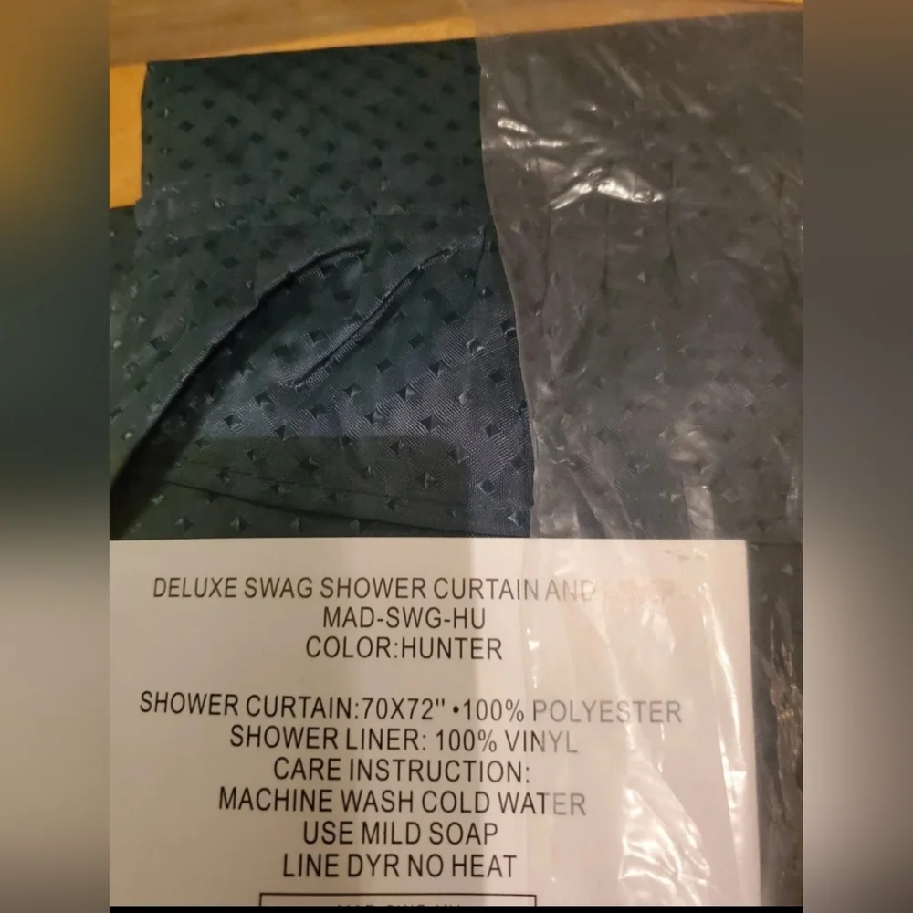 Bathroom Shower Curtain & Liner Deluxe Swag 70x72 Accent Hunter Green Unisex New